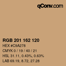 Color code: RGB 201 162 120 | qconv.com