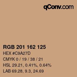 Color code: RGB 201 162 125 | qconv.com