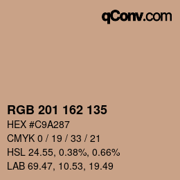 Color code: RGB 201 162 135 | qconv.com
