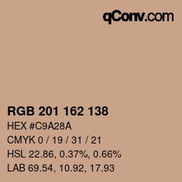 Color code: RGB 201 162 138 | qconv.com