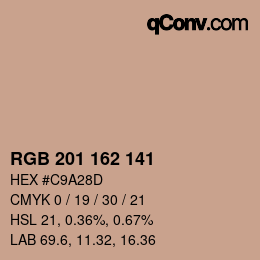 カラーコード: RGB 201 162 141 | qconv.com