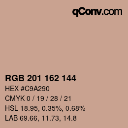 Color code: RGB 201 162 144 | qconv.com