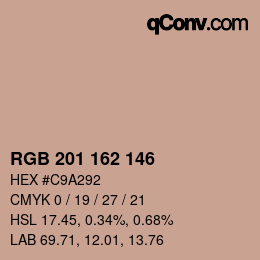 Color code: RGB 201 162 146 | qconv.com