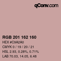Color code: RGB 201 162 160 | qconv.com