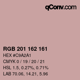 カラーコード: RGB 201 162 161 | qconv.com
