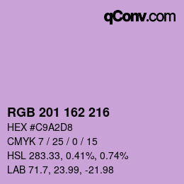 Color code: RGB 201 162 216 | qconv.com