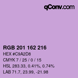 カラーコード: RGB 201 162 216 | qconv.com