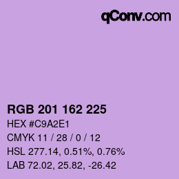 Color code: RGB 201 162 225 | qconv.com