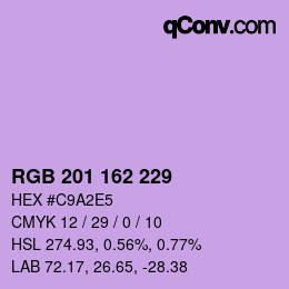 Color code: RGB 201 162 229 | qconv.com