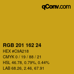 Color code: RGB 201 162 24 | qconv.com