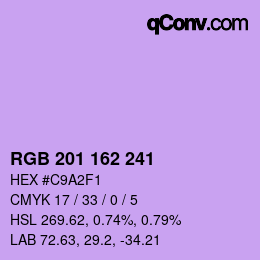 Color code: RGB 201 162 241 | qconv.com