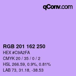 Color code: RGB 201 162 250 | qconv.com