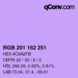 颜色代码: RGB 201 162 251 | qconv.com