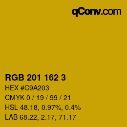 カラーコード: RGB 201 162 3 | qconv.com