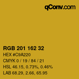 Color code: RGB 201 162 32 | qconv.com