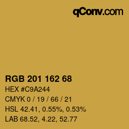Color code: RGB 201 162 68 | qconv.com