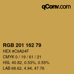 Color code: RGB 201 162 79 | qconv.com