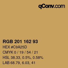 Color code: RGB 201 162 93 | qconv.com