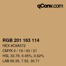 Color code: RGB 201 163 114 | qconv.com