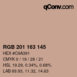 Color code: RGB 201 163 145 | qconv.com