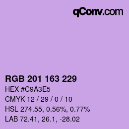 Color code: RGB 201 163 229 | qconv.com