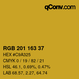 カラーコード: RGB 201 163 37 | qconv.com