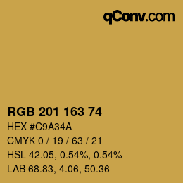 カラーコード: RGB 201 163 74 | qconv.com