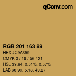 Color code: RGB 201 163 89 | qconv.com