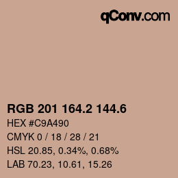 カラーコード: RGB 201 164.2 144.6 | qconv.com