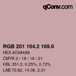 カラーコード: RGB 201 164.2 169.6 | qconv.com