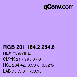 カラーコード: RGB 201 164.2 254.6 | qconv.com