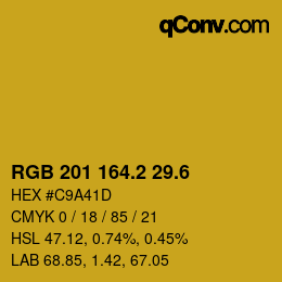 カラーコード: RGB 201 164.2 29.6 | qconv.com