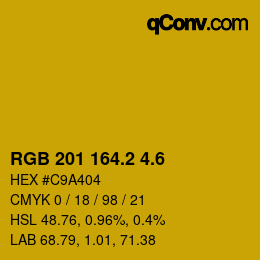 カラーコード: RGB 201 164.2 4.6 | qconv.com