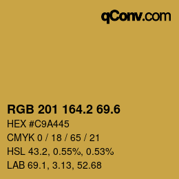 カラーコード: RGB 201 164.2 69.6 | qconv.com