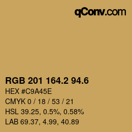 カラーコード: RGB 201 164.2 94.6 | qconv.com