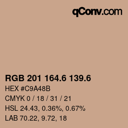 カラーコード: RGB 201 164.6 139.6 | qconv.com