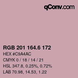 カラーコード: RGB 201 164.6 172 | qconv.com