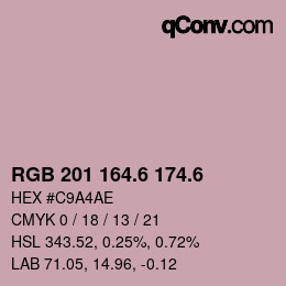 カラーコード: RGB 201 164.6 174.6 | qconv.com