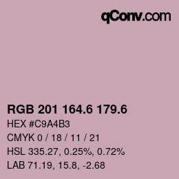 カラーコード: RGB 201 164.6 179.6 | qconv.com