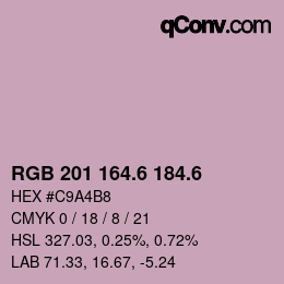 カラーコード: RGB 201 164.6 184.6 | qconv.com