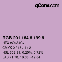 カラーコード: RGB 201 164.6 199.6 | qconv.com