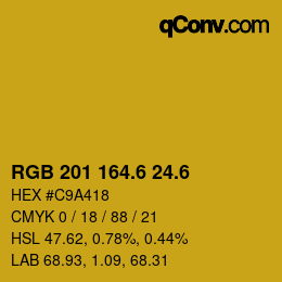 カラーコード: RGB 201 164.6 24.6 | qconv.com