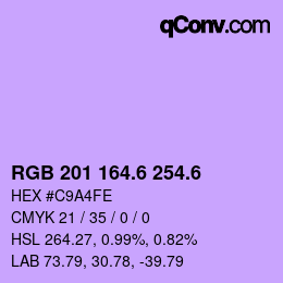 カラーコード: RGB 201 164.6 254.6 | qconv.com