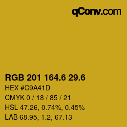 カラーコード: RGB 201 164.6 29.6 | qconv.com