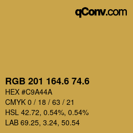 カラーコード: RGB 201 164.6 74.6 | qconv.com