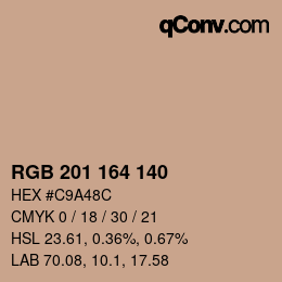 Color code: RGB 201 164 140 | qconv.com