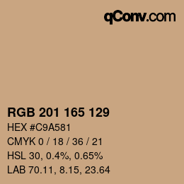 カラーコード: RGB 201 165 129 | qconv.com