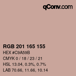 カラーコード: RGB 201 165 155 | qconv.com