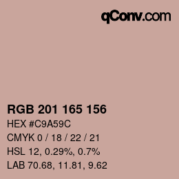 颜色代码: RGB 201 165 156 | qconv.com