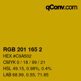 カラーコード: RGB 201 165 2 | qconv.com